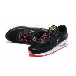 Hombre Nike Air Max 90 Negro Rosa CK7069-001 Zapatillas De Deporte