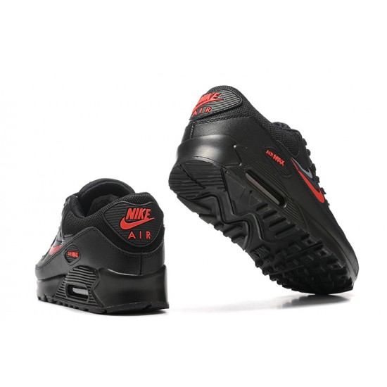 Hombre Nike Air Max 90 Negro Rojo Zapatillas De Deporte