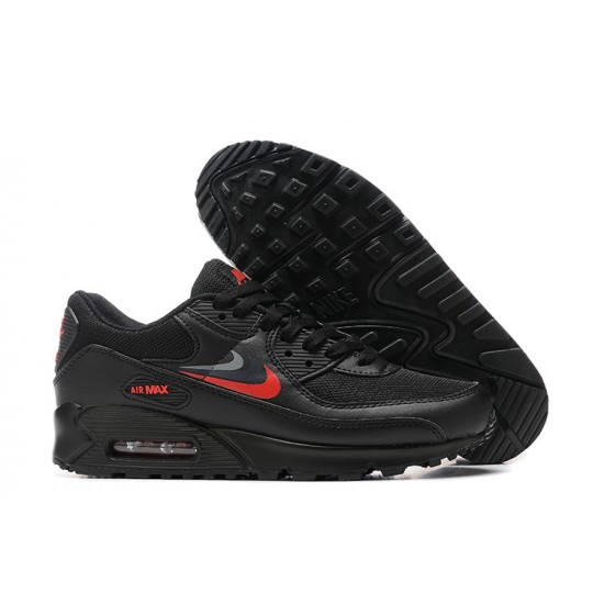 Hombre Nike Air Max 90 Negro Rojo Zapatillas De Deporte