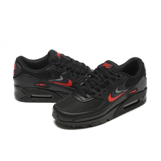 Hombre Nike Air Max 90 Negro Rojo Zapatillas De Deporte