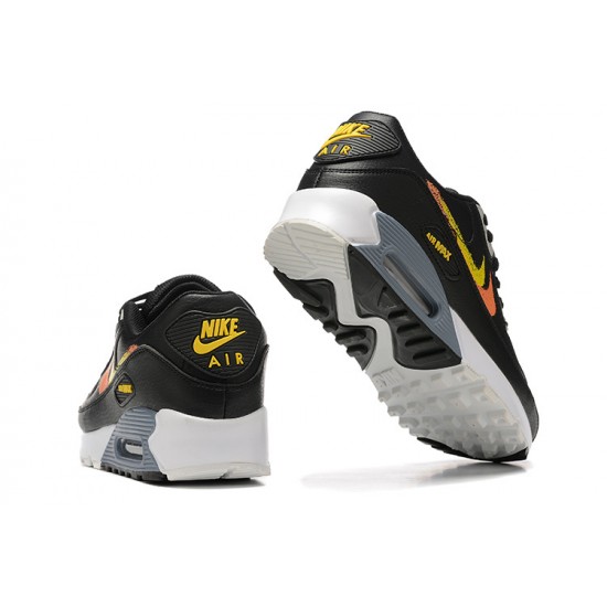 Hombre Nike Air Max 90 Negro Amarillo y Naranja Zapatillas De Deporte