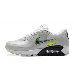 Hombre Nike Air Max 90 Gris Blanco y Negro Zapatillas De Deporte