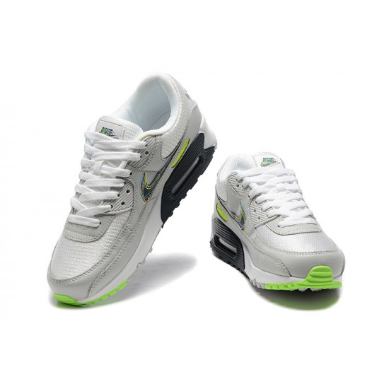 Hombre Nike Air Max 90 Gris Blanco y Negro Zapatillas De Deporte