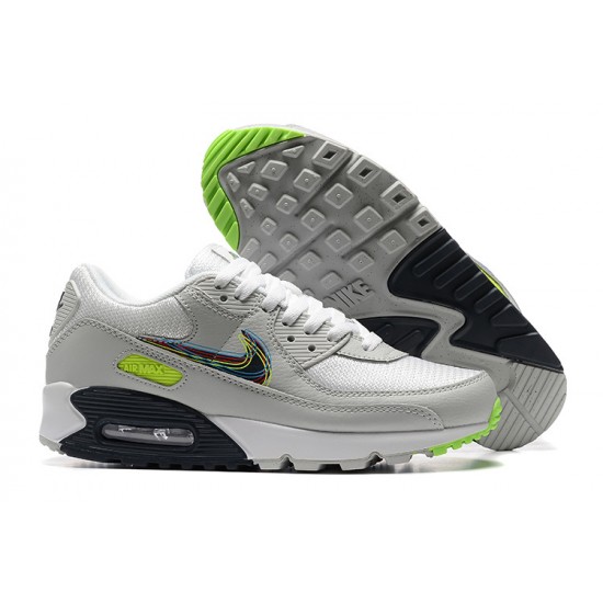 Hombre Nike Air Max 90 Gris Blanco y Negro Zapatillas De Deporte