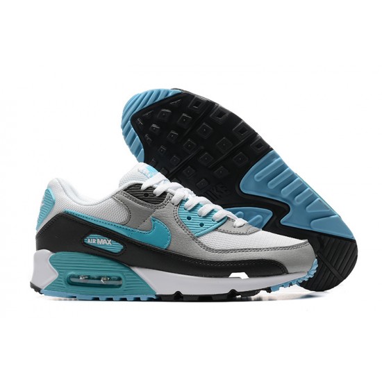 Hombre Nike Air Max 90 Blanco Gris y Azul Zapatillas De Deporte