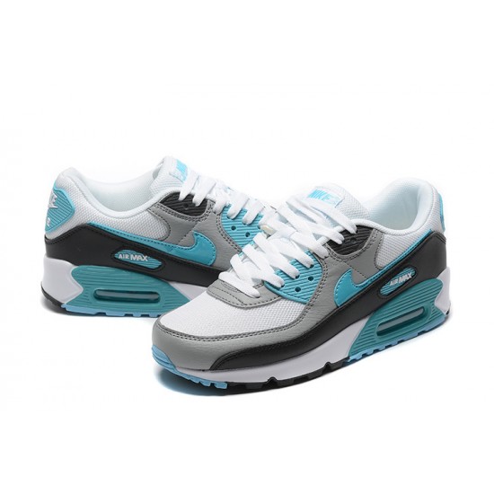 Hombre Nike Air Max 90 Blanco Gris y Azul Zapatillas De Deporte