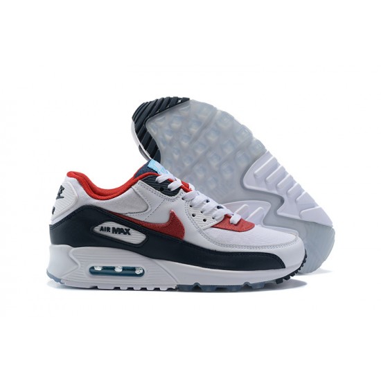 Hombre Nike Air Max 90 Blanco Rojo DJ5170-100 Zapatillas De Deporte