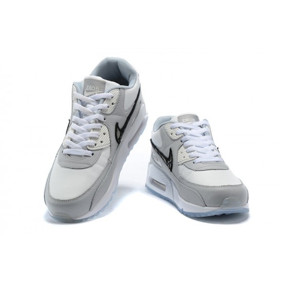 Mujer/Hombre Nike Air Max 90 Gris Blanco CN8607-002 Zapatillas De Deporte