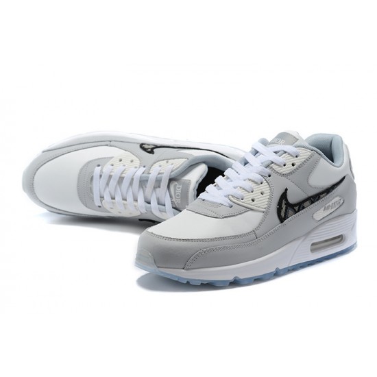 Mujer/Hombre Nike Air Max 90 Gris Blanco CN8607-002 Zapatillas De Deporte