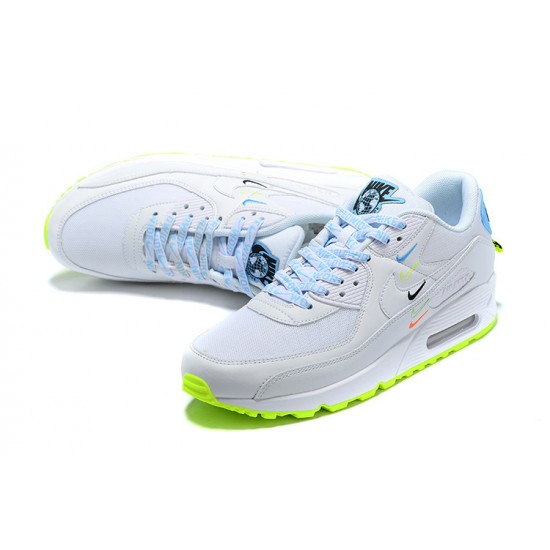 Hombre Nike Air Max 90 SE Worldwide Blanco Azul CK7069-100 Zapatillas De Deporte