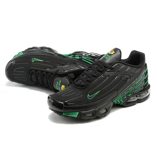 Hombre Nike Air Max Plus 3 Negro y Verde Zapatillas De Deporte