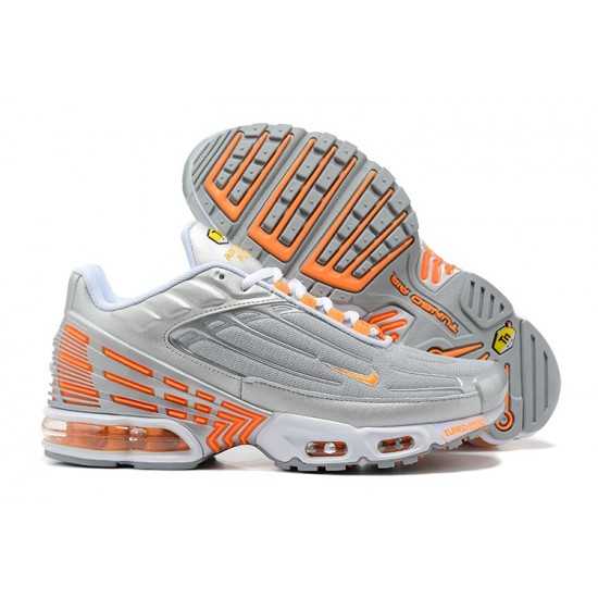 Hombre Nike Air Max Plus 3 Gris Naranja y Plata Zapatillas De Deporte