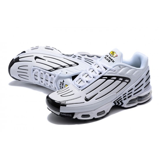 Hombre Nike Air Max Plus 3 Blanco Negro CK6716-100 Zapatillas De Deporte