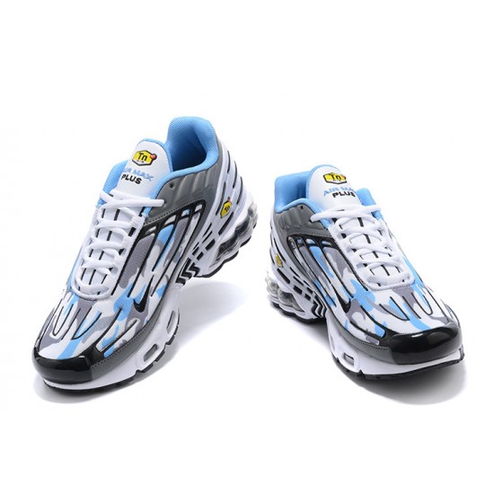 Hombre Nike Air Max Plus 3 Blanco Azul y Gris Zapatillas De Deporte