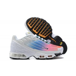 Hombre Nike Air Max Plus 3 Blanco Azul y Rosa Zapatillas De Deporte