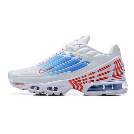 Hombre Nike Air Max Plus 3 Blanco Azul y Rojo Zapatillas De Deporte