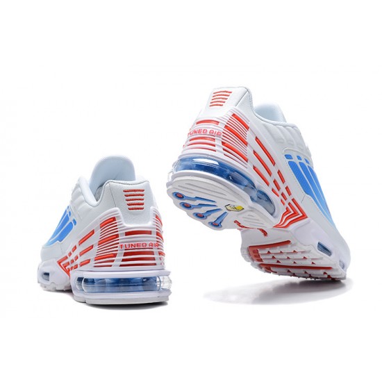 Hombre Nike Air Max Plus 3 Blanco Azul y Rojo Zapatillas De Deporte