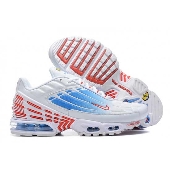 Hombre Nike Air Max Plus 3 Blanco Azul y Rojo Zapatillas De Deporte