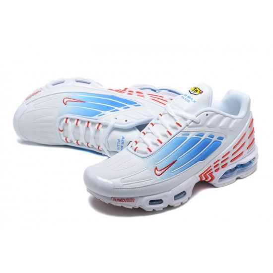 Hombre Nike Air Max Plus 3 Blanco Azul y Rojo Zapatillas De Deporte