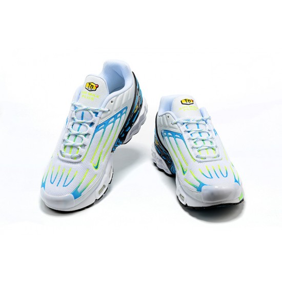 Hombre Nike Air Max Plus 3 Blanco Azul y Amarillo DV7138-100 Zapatillas De Deporte