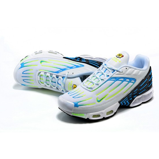 Hombre Nike Air Max Plus 3 Blanco Azul y Amarillo DV7138-100 Zapatillas De Deporte