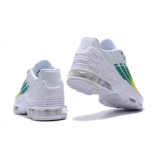 Hombre Nike Air Max Plus 3 Blanco Verde y Amarillo Zapatillas De Deporte