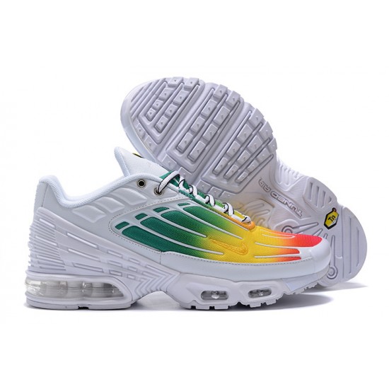 Hombre Nike Air Max Plus 3 Blanco Verde y Amarillo Zapatillas De Deporte