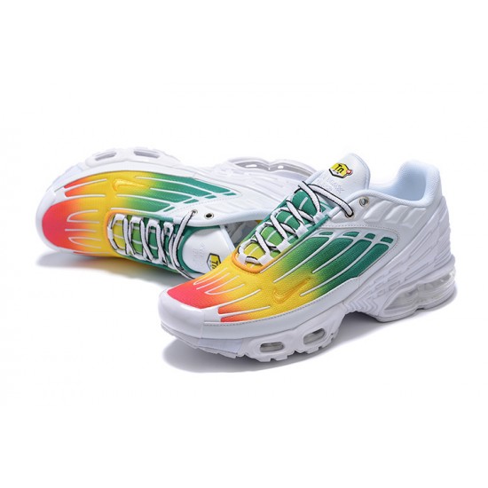 Hombre Nike Air Max Plus 3 Blanco Verde y Amarillo Zapatillas De Deporte