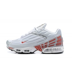 Hombre Nike Air Max Plus 3 Blanco Rojo y Plata Zapatillas De Deporte