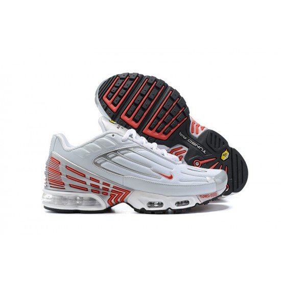 Hombre Nike Air Max Plus 3 Blanco Rojo y Plata Zapatillas De Deporte