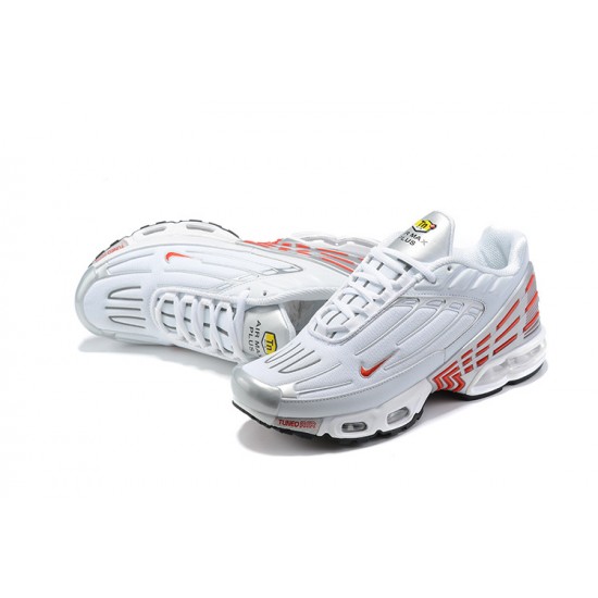 Hombre Nike Air Max Plus 3 Blanco Rojo y Plata Zapatillas De Deporte