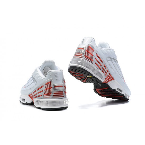 Hombre Nike Air Max Plus 3 Blanco Rojo y Plata Zapatillas De Deporte