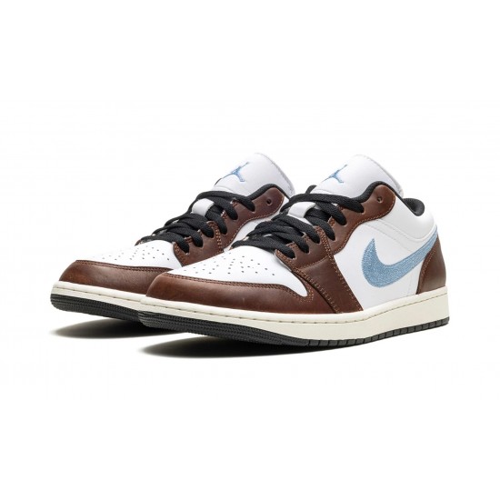 Nike Air Jordan 1 Low Hombre Embroidered Swoosh - Mocha FQ7832-142 Zapatos